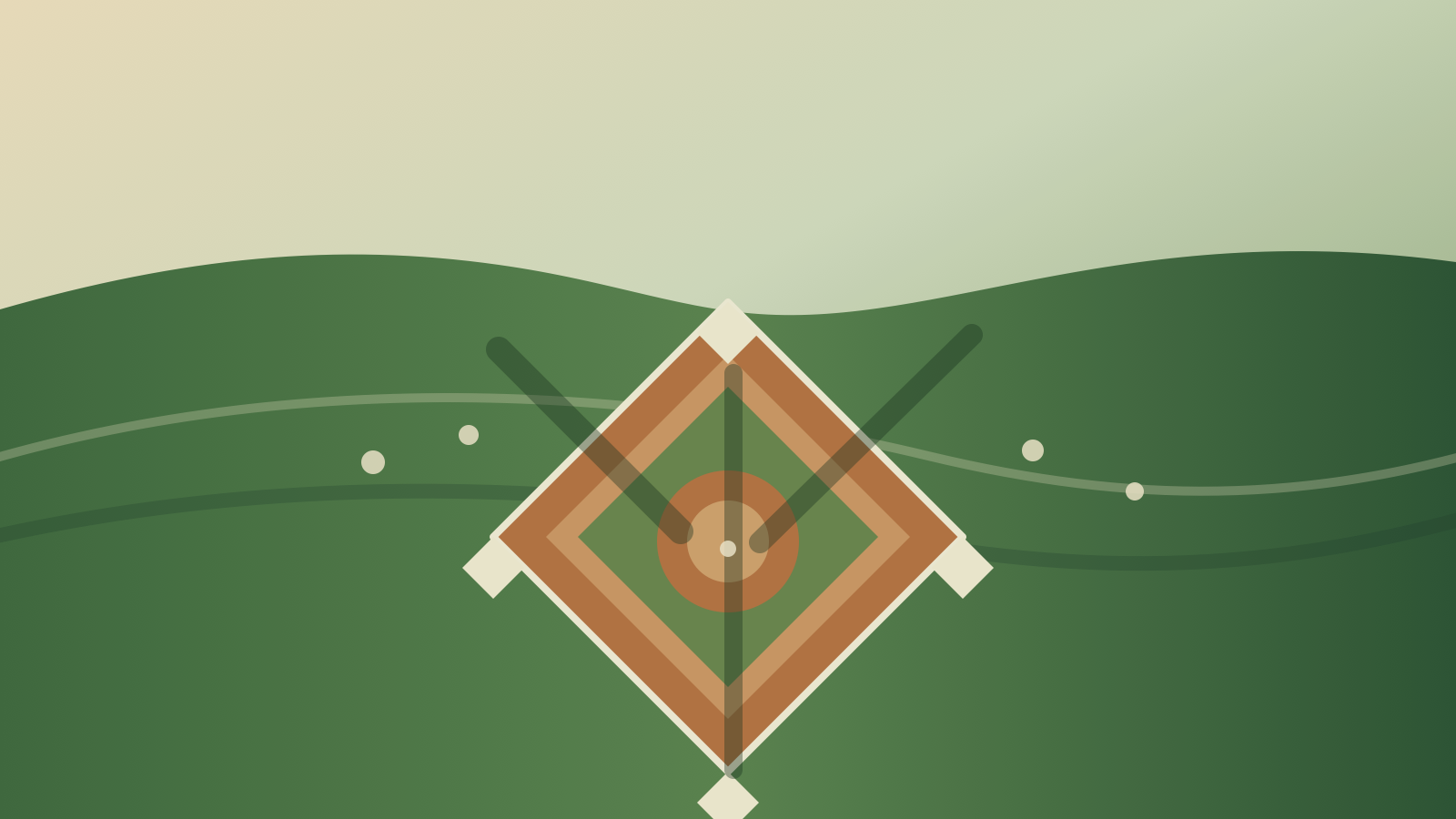 A stylized sandlot baseball field